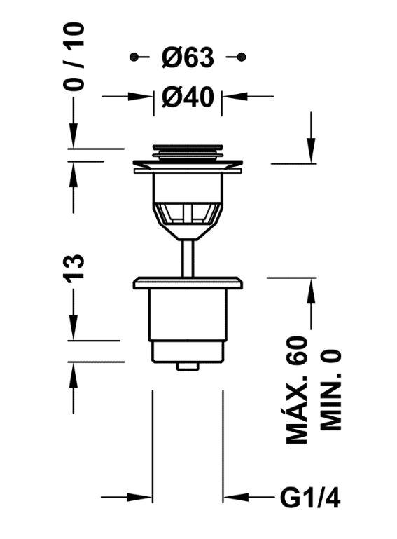TRES - Umyvadlový ventilzátka O 40 mm CLICK-CLACK (24284002BM)