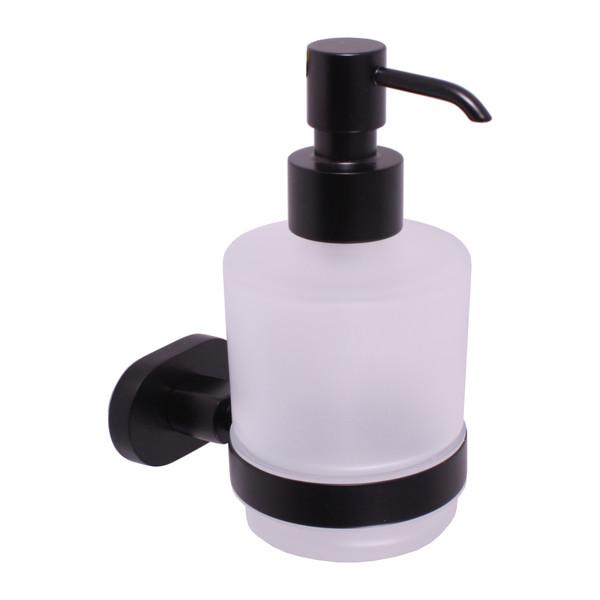 SLEZAK-RAV Dávkovač tekutého mýdla černá matná Koupelnový doplněk YUKON, Barva: černá matná YUA0303CMAT