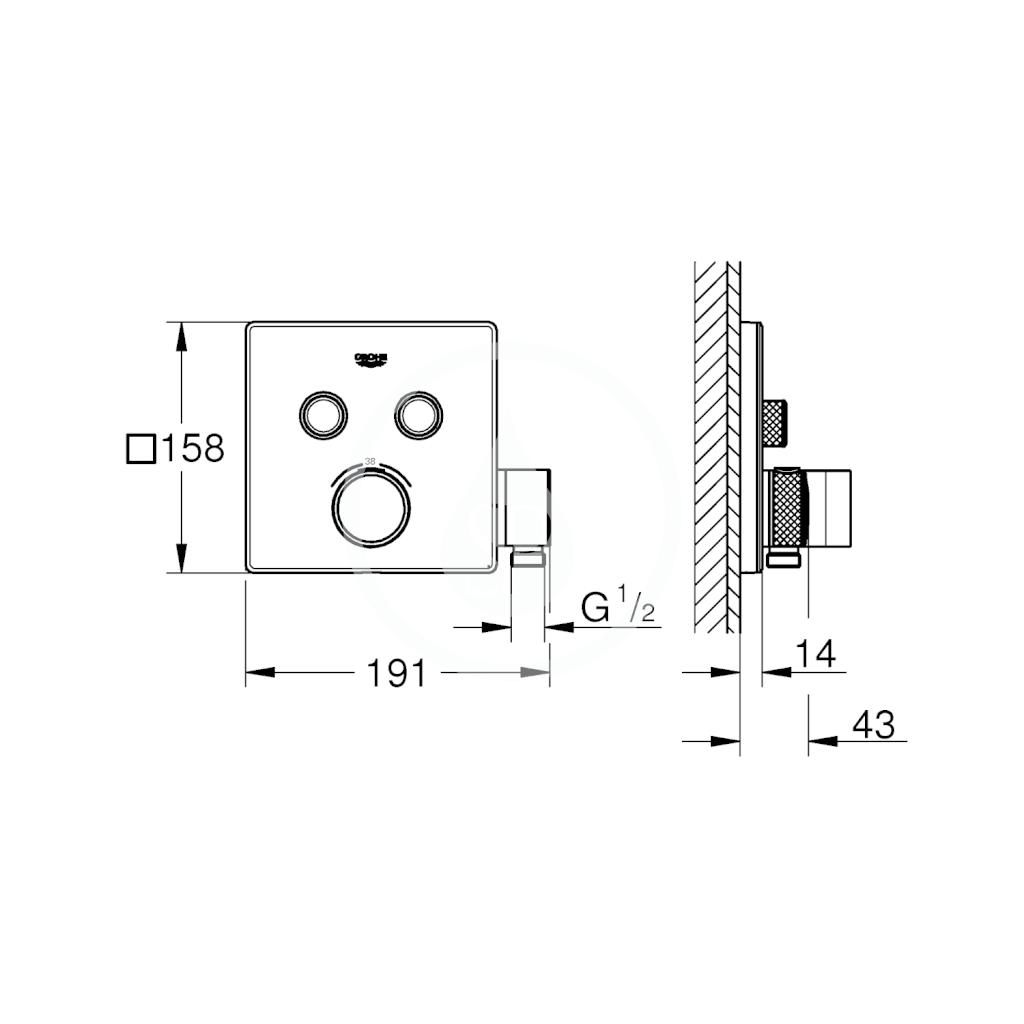 GROHE - Grohtherm SmartControl Termostatická vanová baterie pod omítku, se 2 ventily a držákem pro sprchu, chrom (29125000)
