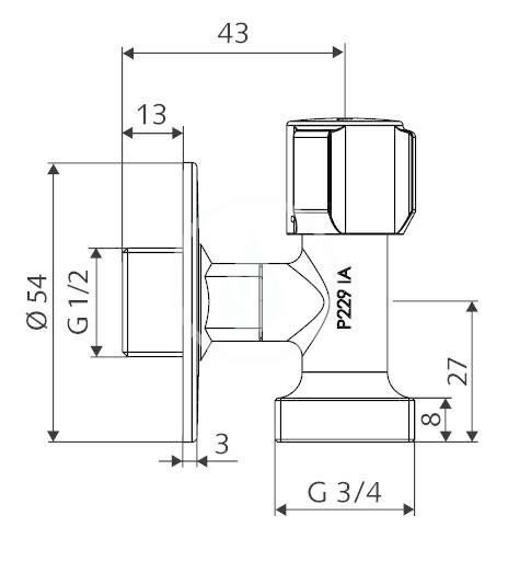 SCHELL - Comfort Pračkový ventil s horním ovládáním, chrom (054400699)