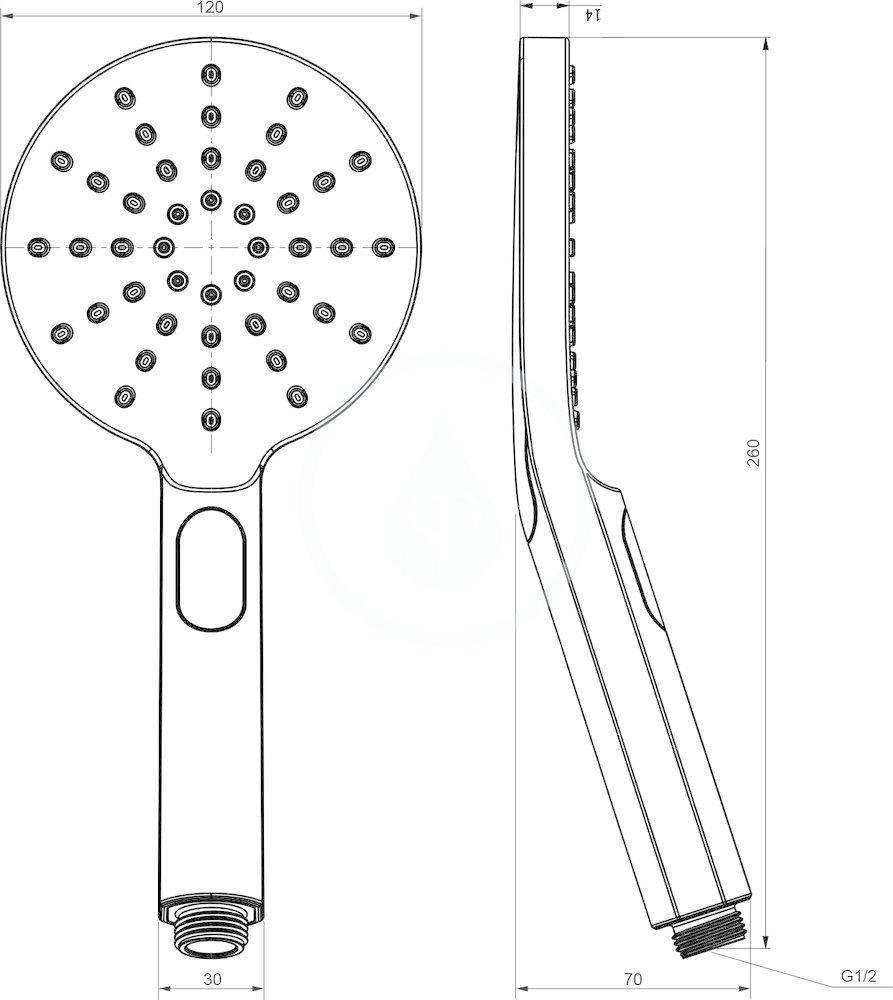 RAVAK - Sprchy Sprchová hlavice Flat 956.00, 120 mm, 3 proudy, chrom (X07P233)