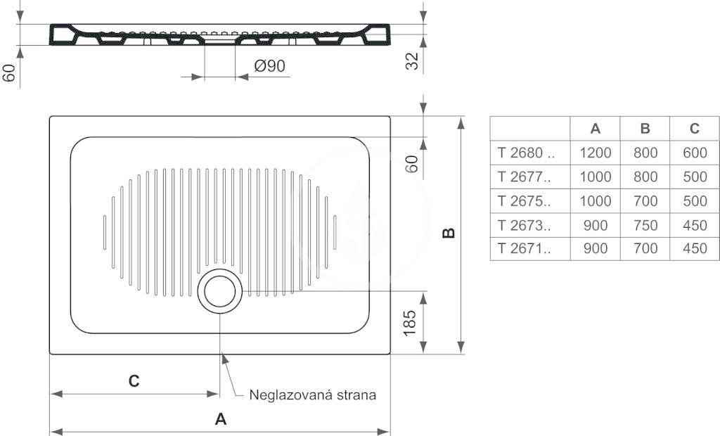 IDEAL STANDARD - Connect Keramická sprchová vanička 1200x800 mm, bílá (T268001)