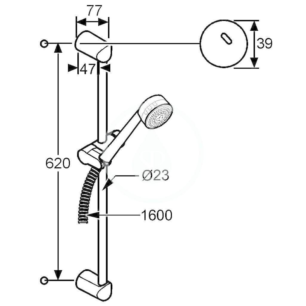 KLUDI - Zenta Set sprchové hlavice, držáku a tyče 600 mm, chrom (6073005-00)