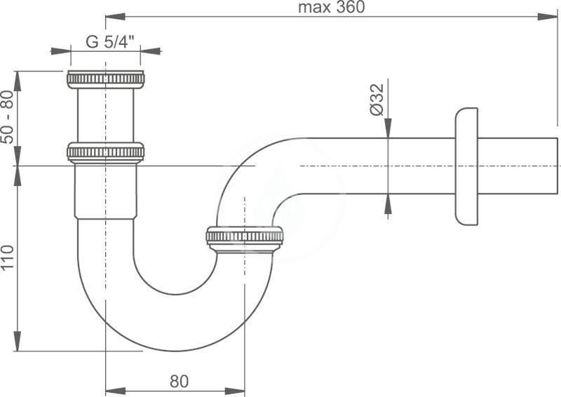RAVAK - Odtokové systémy Umyvadlový trubkový sifon, chrom (X01436)