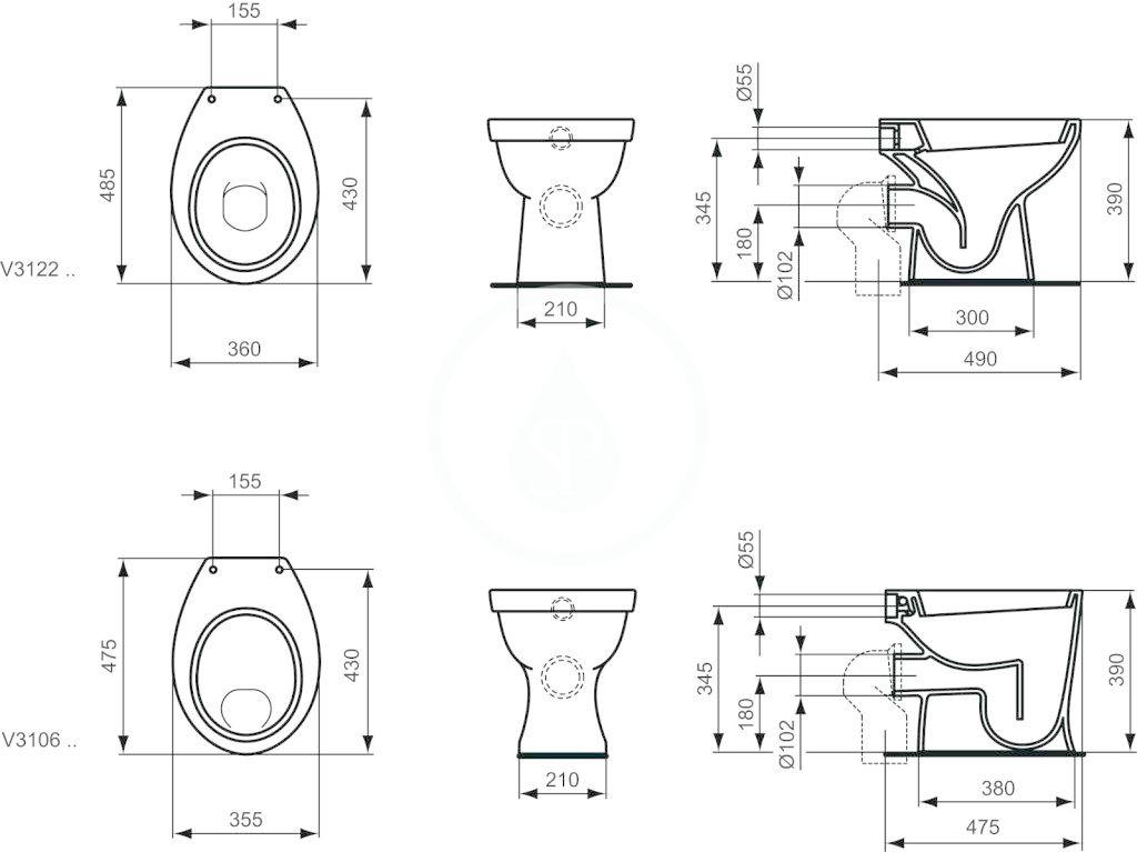 IDEAL STANDARD - Eurovit Stojící WC, zadní odpad, bílá (V312201)
