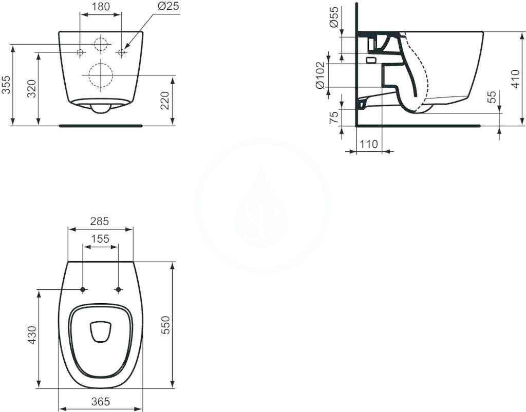 IDEAL STANDARD - Dea Závěsné WC, AquaBlade, bílá (T348601)