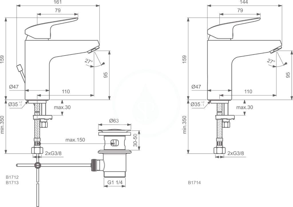 IDEAL STANDARD - CeraFlex Umyvadlová baterie s výpustí, chrom (B1713AA)