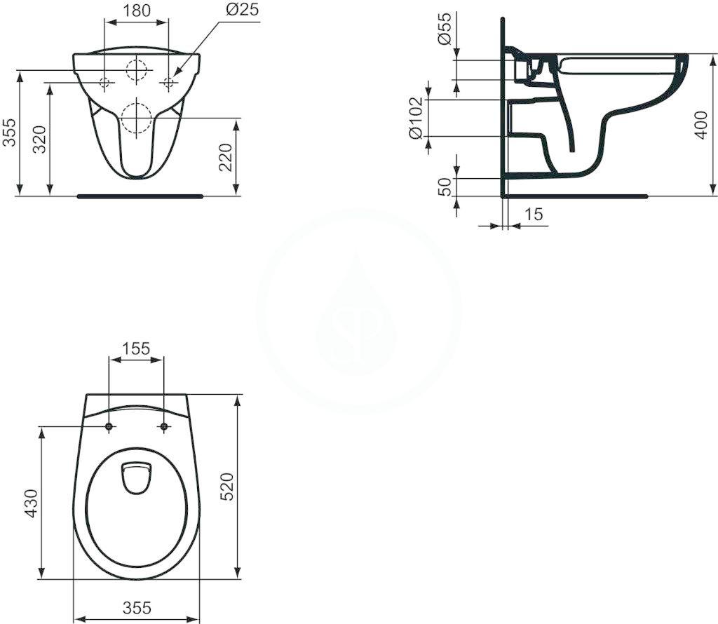 IDEAL STANDARD - Eurovit Závěsné WC, Rimless, bílá (K284401)