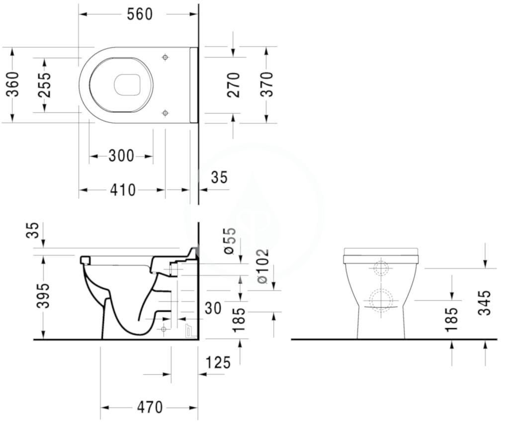 DURAVIT - Starck 3 Stojící WC, bílá (0124090000)
