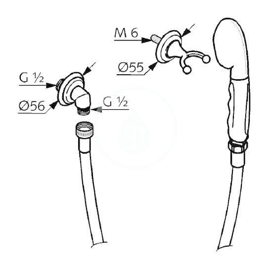 KLUDI - Adlon Set sprchové hlavice, 1 proud, držáku a hadice, zlatá (2710545)