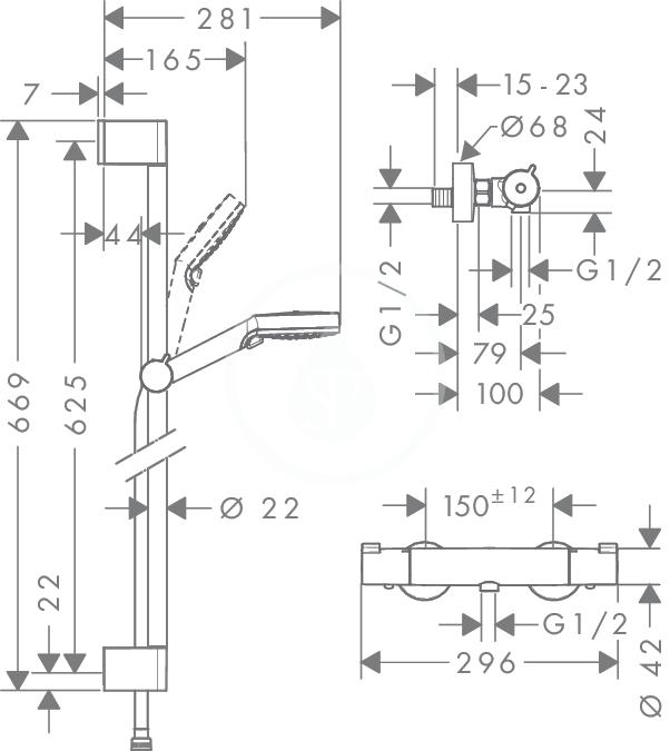 HANSGROHE - Crometta Sprchový set Vario s termostatem Ecostat 1001 CL, 2 proudy, bílá/chrom (27812400)