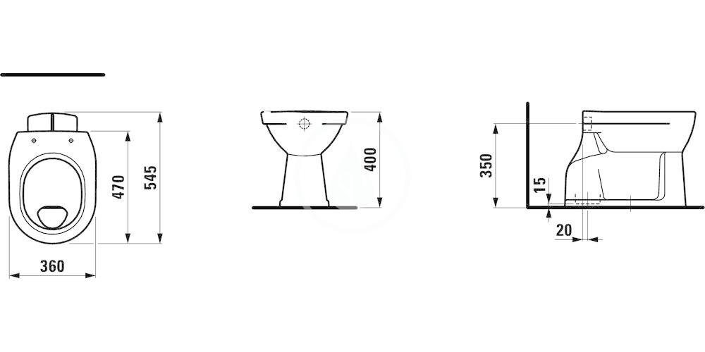 Laufen - Pro Stojící WC, 470x360 mm, s LCC, bílá (H8219594000001)