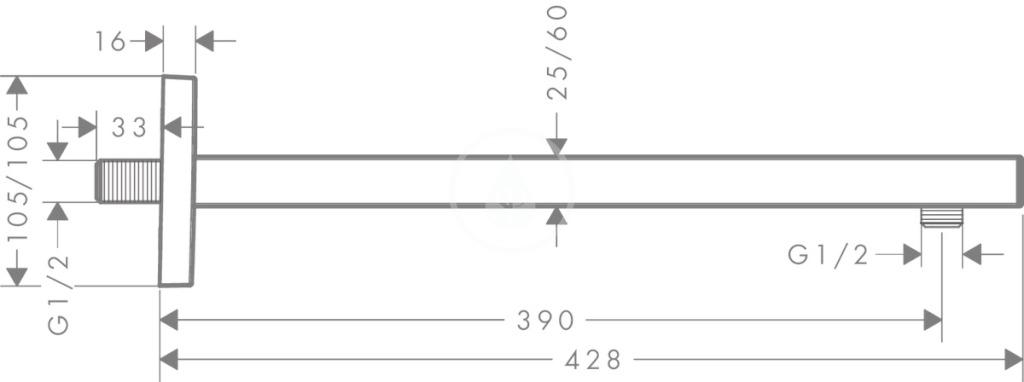HANSGROHE - Příslušenství Sprchové rameno 389 mm, chrom (27694000)