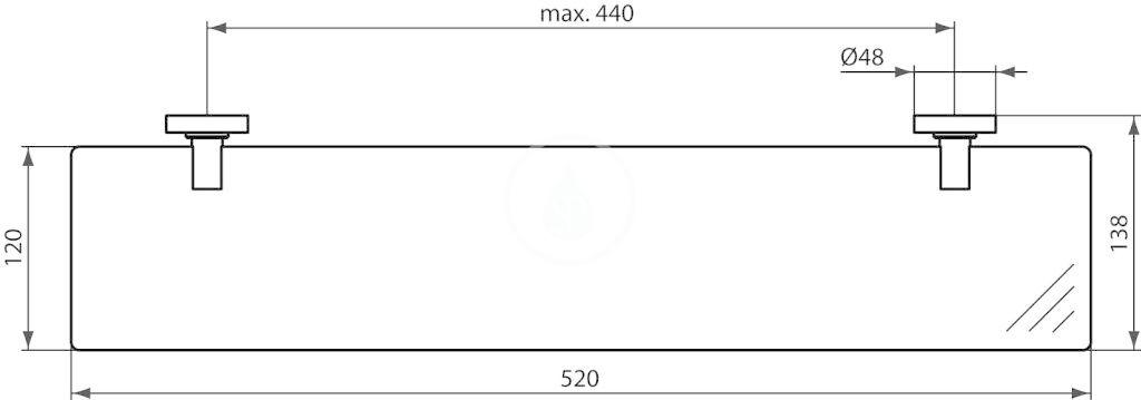 IDEAL STANDARD - IOM Polička 520 mm, chrom/čiré sklo (A9125AA)