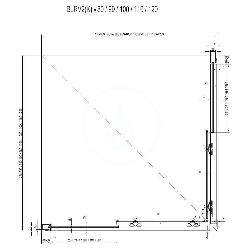 RAVAK - Blix Sprchový kout čtyřdílný BLRV2-80, 780-800 mm, bílá/čiré sklo (1LV40100Z1)