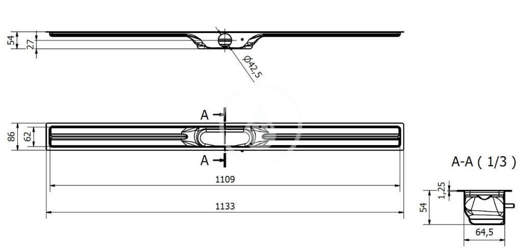 I-Drain - Linear 54 Nerezový sprchový žlab, délka 1100 mm, s hydroizolací (ID4M11001X1)