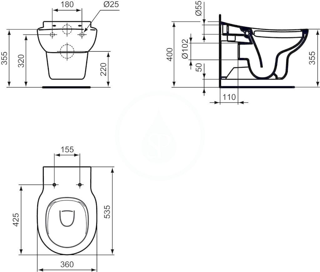 IDEAL STANDARD - Contour 21 Dětské závěsné WC, Rimless, bílá (S312801)