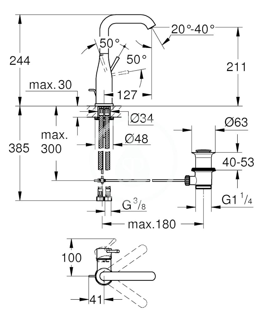GROHE - Essence Umyvadlová baterie s výpustí, kartáčovaný nikl (32628EN1)
