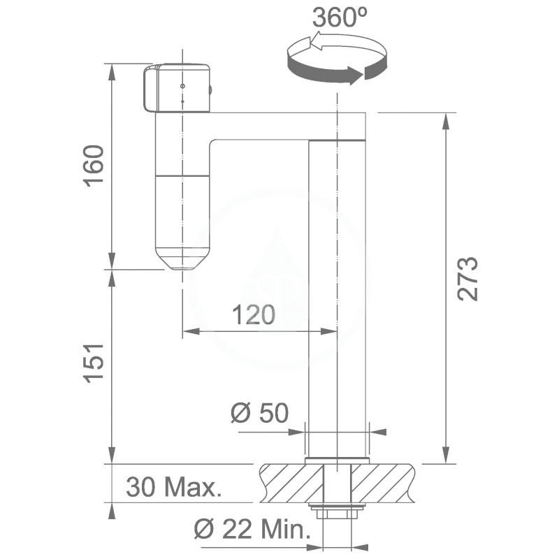 FRANKE - Filtrační baterie Vital tap filtrační zařízení, chrom/Gun Metal (120.0551.216)