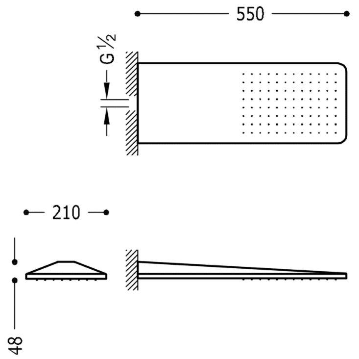 TRES - Nástěnné sprchové kropítko se systémem proti usaz. vod. kamene 210x550 mm (29990307NM)