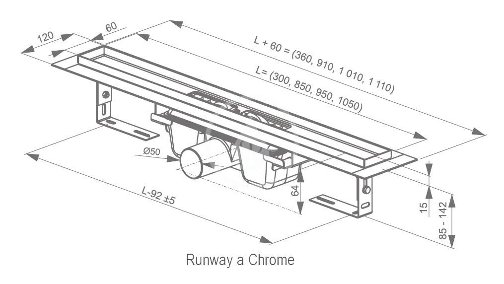 RAVAK - Chrome Sprchový odtokový žlab 1050 mm, do prostoru, nerez (X01429)