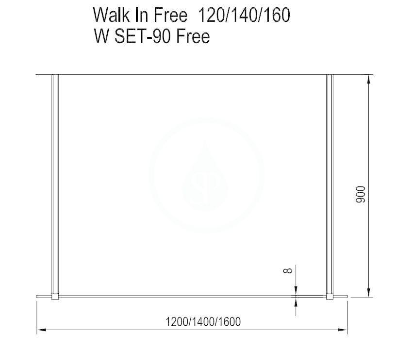 RAVAK - Walk-In Sprchová stěna Walk-in Free 120, 1200x2000 mm, čiré sklo (GW9FG0C00Z1)