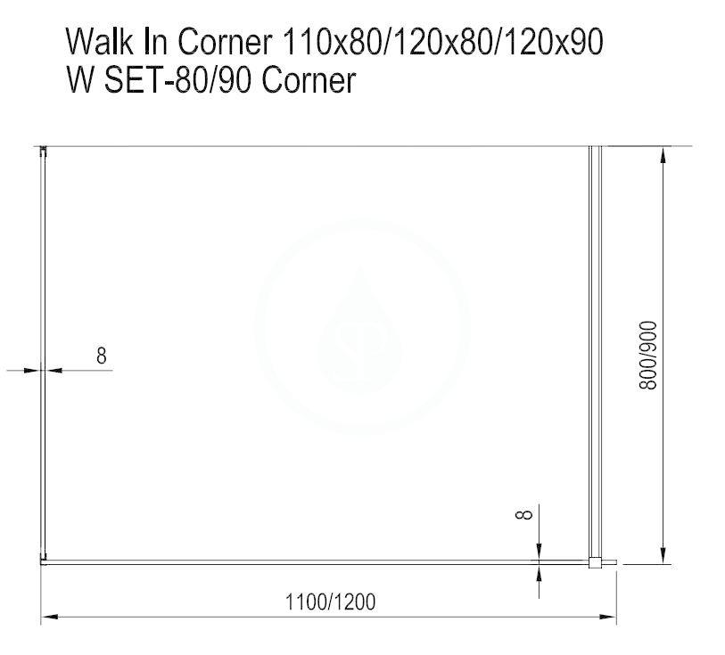 RAVAK - Walk-In Sprchový kout Walk-in Corner 120/80, 1200x800 mm, lesklý hliník/čiré sklo (GW1CG4C00Z1)