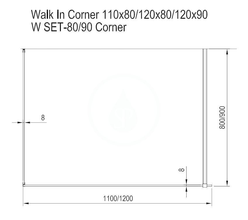 RAVAK - Walk-In Sprchový kout Walk-In Corner 120/90, 1200x2000 mm, černá/čiré sklo (GW1CG7300Z1)