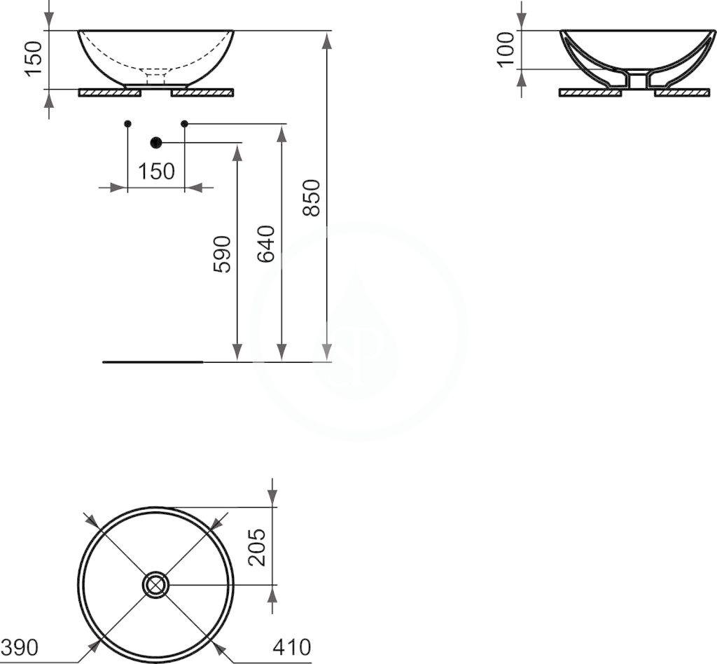 IDEAL STANDARD - Strada Umyvadlo kruhové, průměr 410 mm, bílá (K079501)