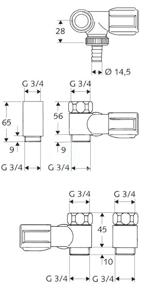 SCHELL - Comfort Vedlejší připojovací ventil, chrom (033240699)