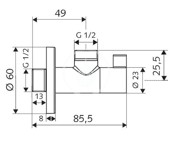 SCHELL - Wing Rohový regulační ventil, chrom (053980699)