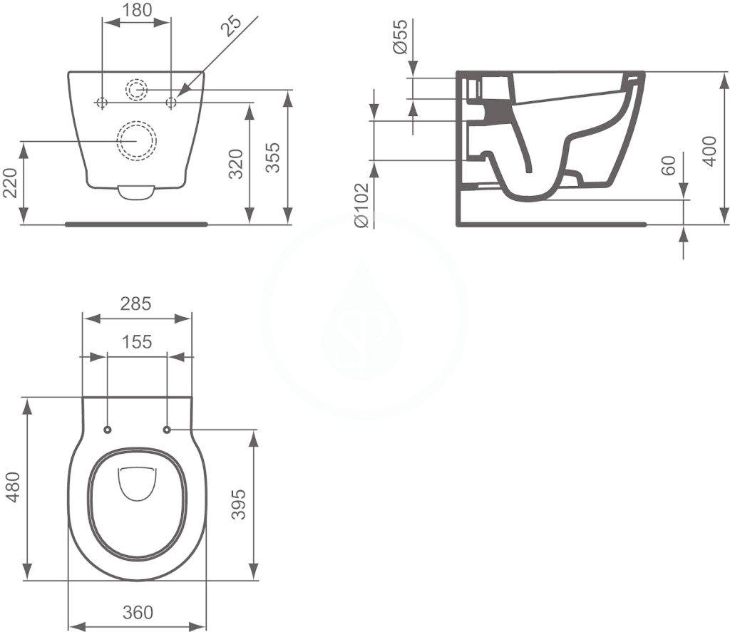 IDEAL STANDARD - Connect Space Závěsné WC, s Ideal Plus, bílá (E8018MA)