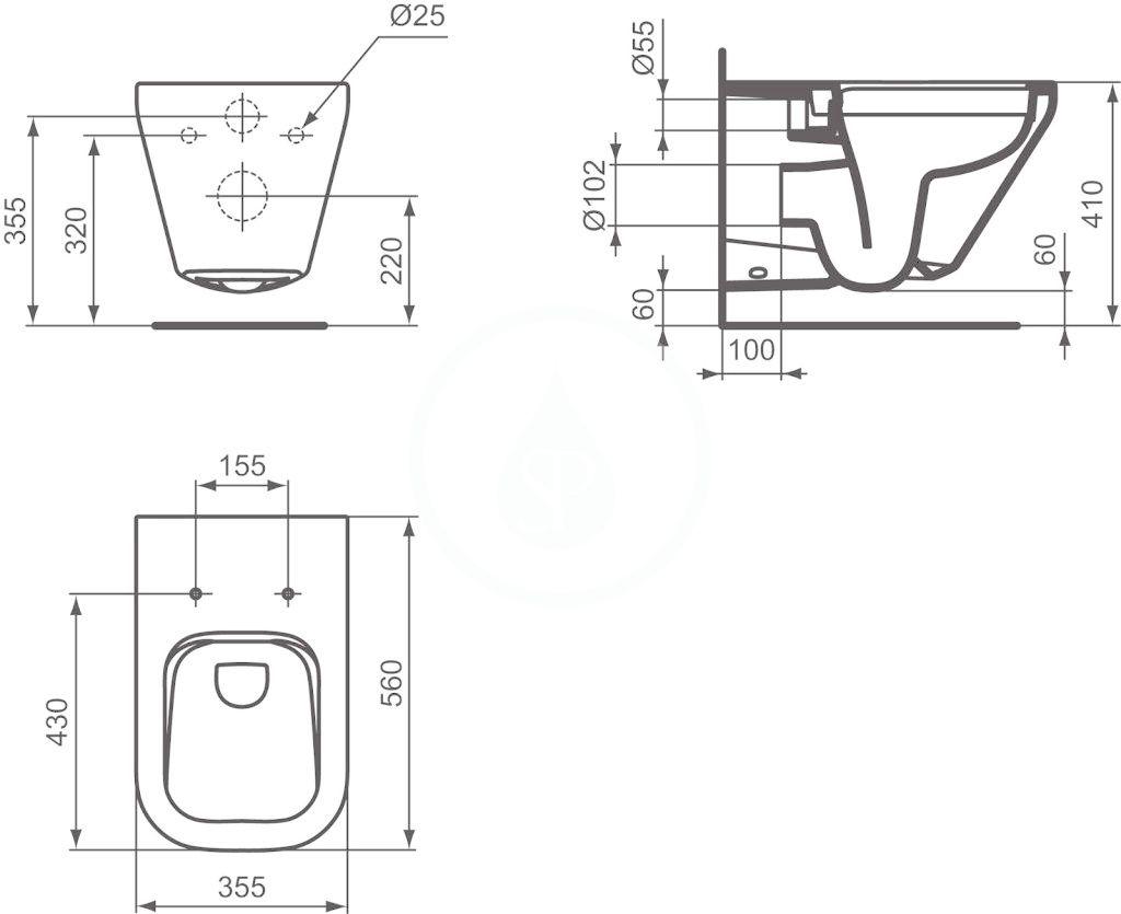 IDEAL STANDARD - Tonic II Závěsné WC, Rimless, s Ideal Plus, bílá (K3163MA)