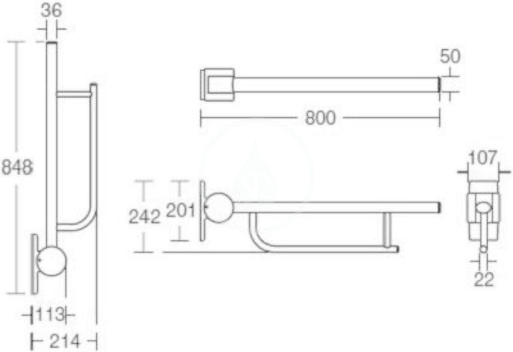 IDEAL STANDARD - Contour 21 Opěrné madlo 450x450 mm, bílá (S6472AC)