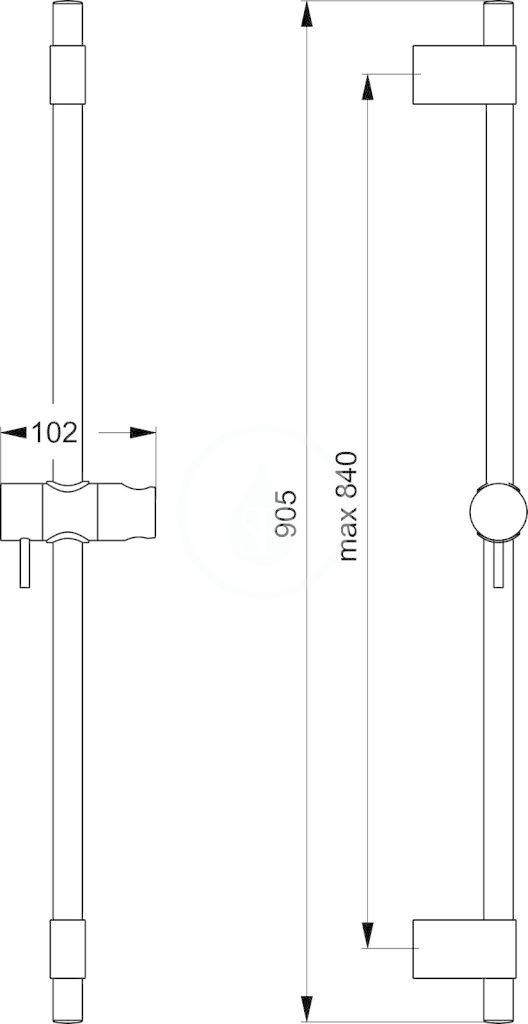IDEAL STANDARD - Idealrain Pro Sprchová tyč 900 mm, chrom (B9849AA)