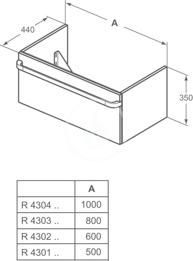 IDEAL STANDARD - Tonic II Otevřená police 500x360x170 mm, lesklý bílý lak (R4341WG)