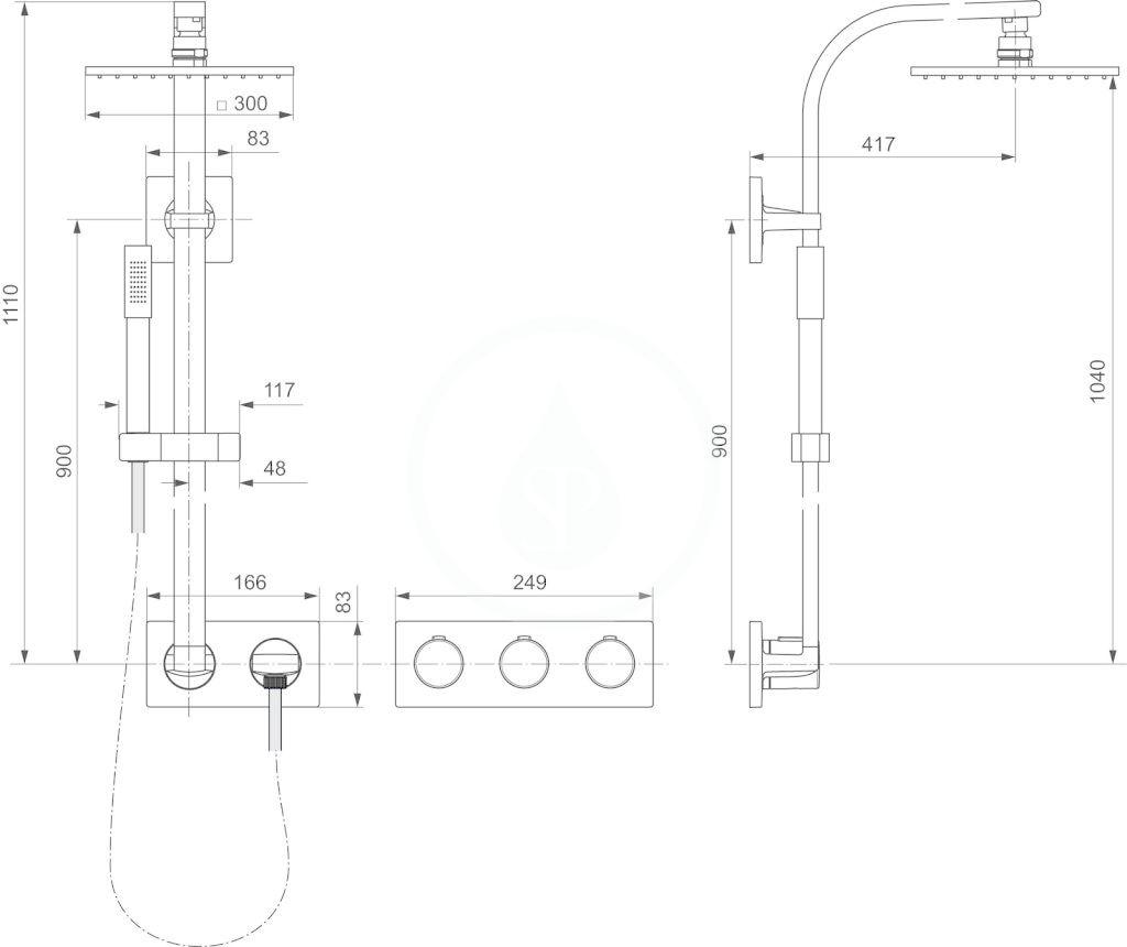 IDEAL STANDARD - Archimodule Sprchový set 300 s termostatem pod omítku, 1 proud, chrom (A1558AA)