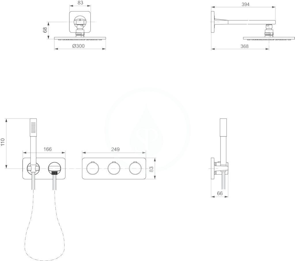 IDEAL STANDARD - Archimodule Sprchový set 300 s termostatem pod omítku, 1 proud, chrom (A1549AA)