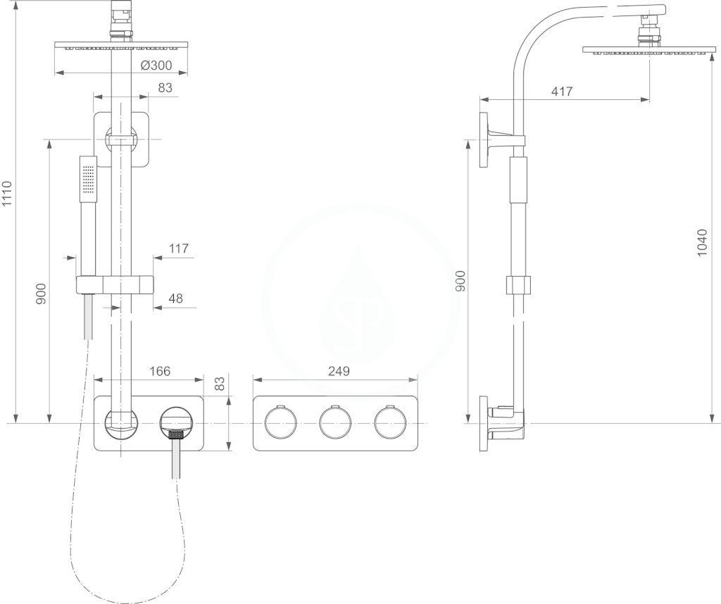 IDEAL STANDARD - Archimodule Sprchový set 300 s termostatem pod omítku, 1 proud, chrom (A1551AA)