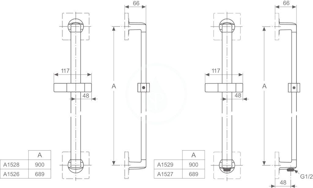 IDEAL STANDARD - Archimodule Sprchová tyč 900 mm, chrom (A1528AA)