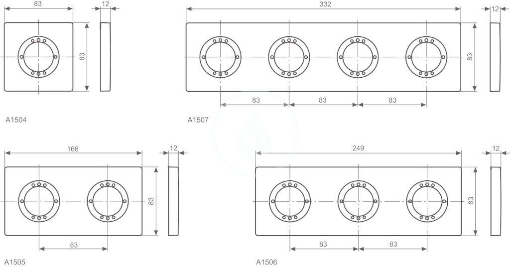 IDEAL STANDARD - Archimodule Krycí 2-otvorová rozeta 83 x 166 mm, chrom (A1505AA)