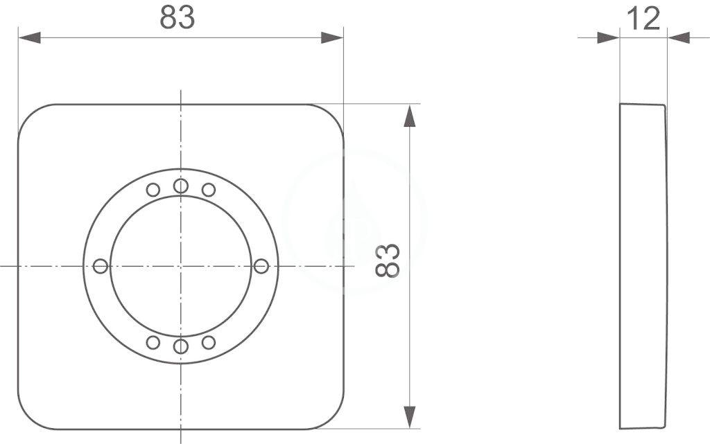 IDEAL STANDARD - Archimodule Krycí 1-otvorová rozeta SOFT 83 x 83 mm, chrom (A1540AA)