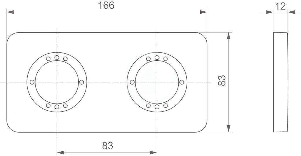 IDEAL STANDARD - Archimodule Krycí 2-otvorová rozeta SOFT 83 x 166 mm, chrom (A1541AA)
