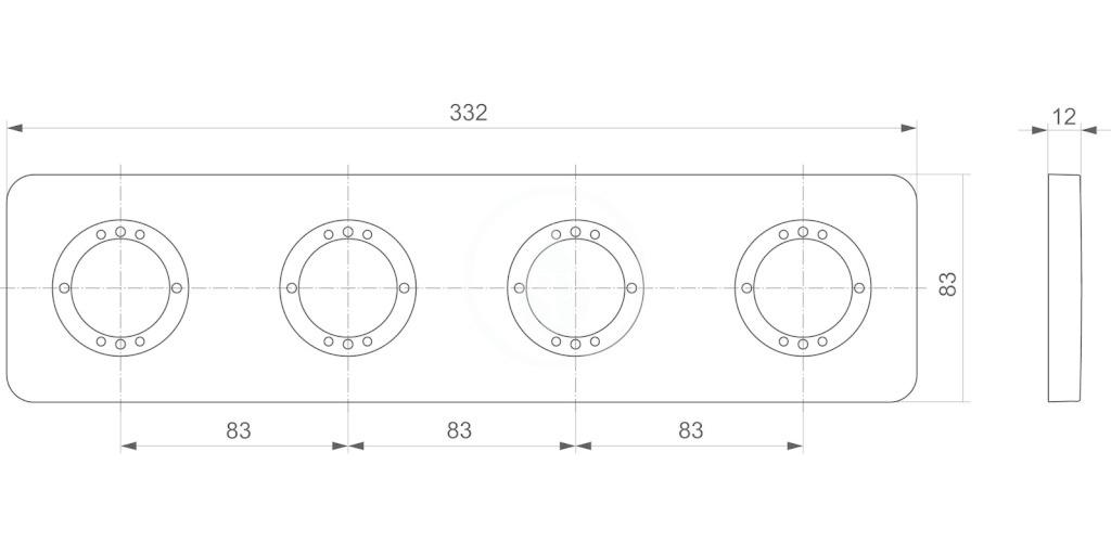IDEAL STANDARD - Archimodule Krycí 4-otvorová rozeta SOFT 83 x 332 mm, chrom (A1543AA)