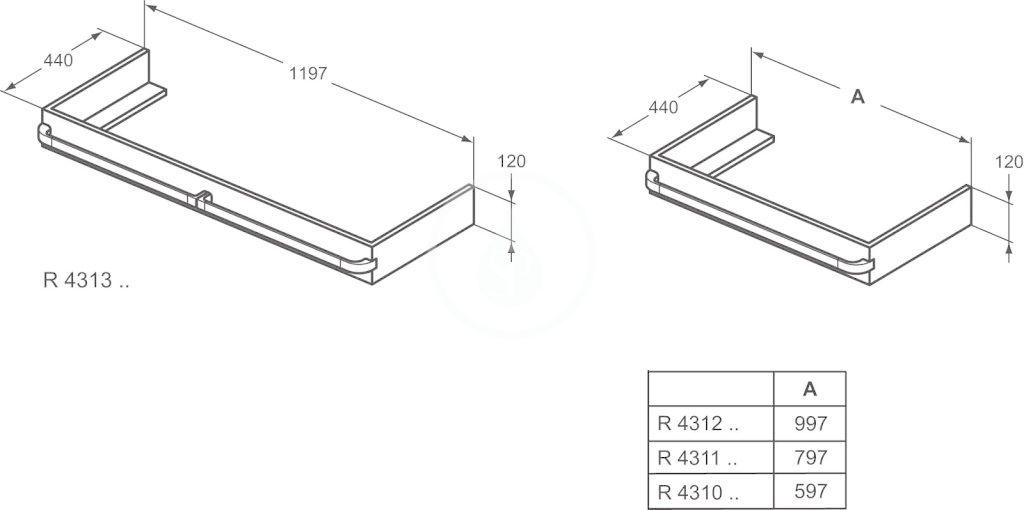IDEAL STANDARD - Tonic II Nábytková konzole 1197 x 440 x 120 mm, lesklý lak bílý (R4313WG)