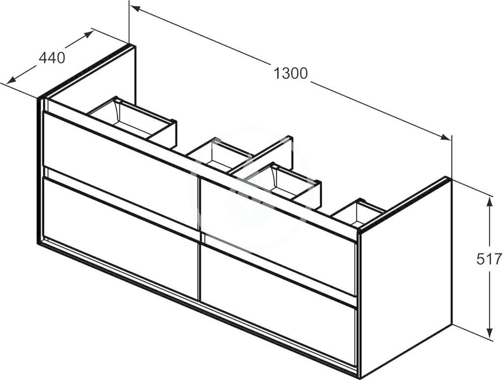 IDEAL STANDARD - Connect Air Skříňka pod dvojumyvadlo, 1300x440x517 mm, lesklá bílá/světlá šedá mat (E0824KN)