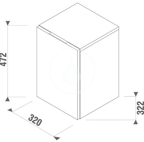 JIKA - Cubito Nízká skříňka, 320x322x472 mm, panty vlevo, bílá (H43J4201105001)
