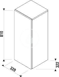 JIKA - Cubito Střední skříňka, 320x810x322 mm, dveře pravé, dub (H43J4211205191)