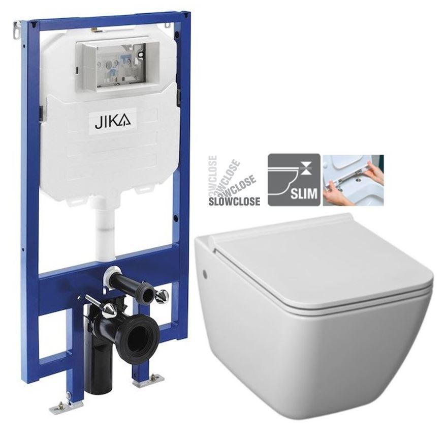 JIKA předstěnový instalační 8 cm systém bez tlačítka + WC JIKA PURE + SEDÁTKO SLOWCLOSE H894652 X PU2
