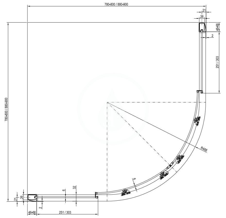 RAVAK - Blix Čtvrtkruhový sprchový kout čtyřdílný BLCP4-80, 780-800 mm, lesklý hliník/sklo Grape (3B240C00ZG)